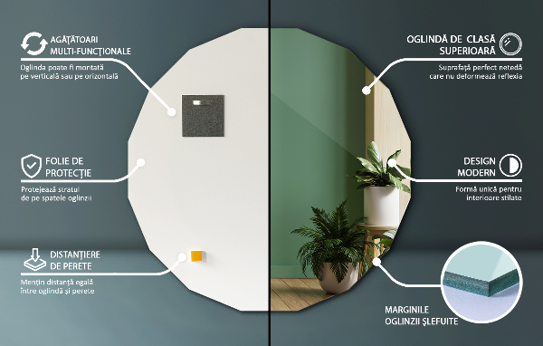 Veelhoekige spiegel moderne toevoeging 100x100 cm