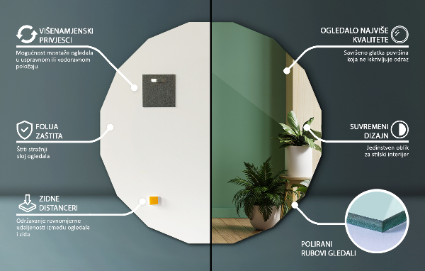 Veelhoekige spiegel uniek ontwerp 60x60 cm