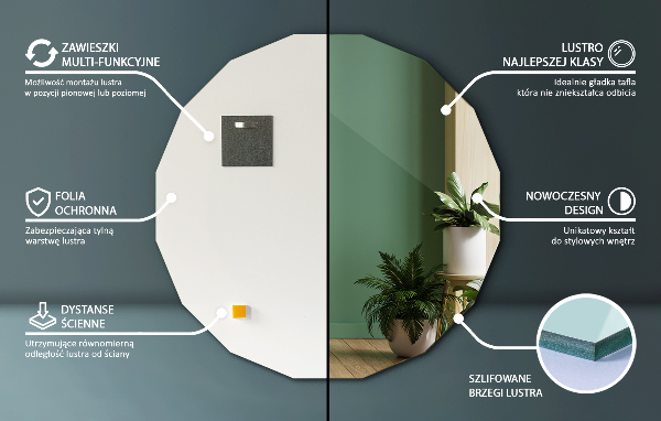 Veelhoekige spiegel uniek ontwerp 60x60 cm