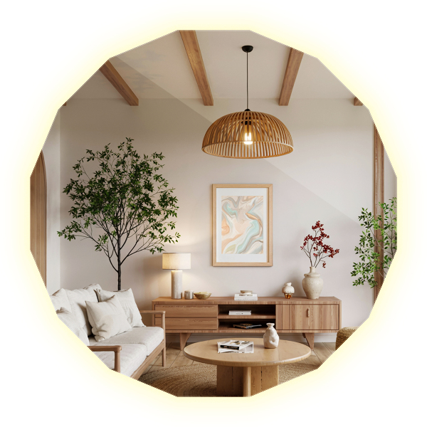 Veelhoekige spiegel LED 100x100 cm