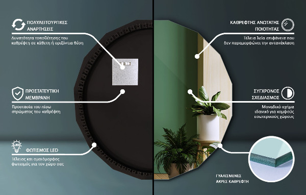 Veelhoekige spiegel LED 100x100 cm