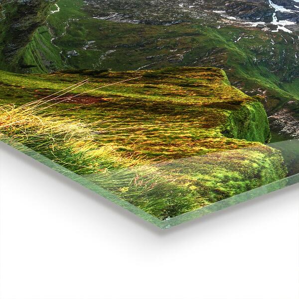 Spatplaat keuken Zonsopgang in een open plek in de bergen