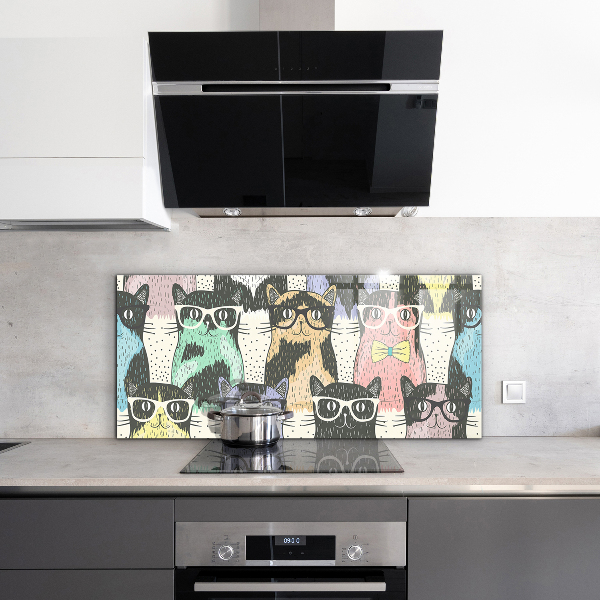 Spatscherm keuken glas Grappige illustratie van een hipsterkat