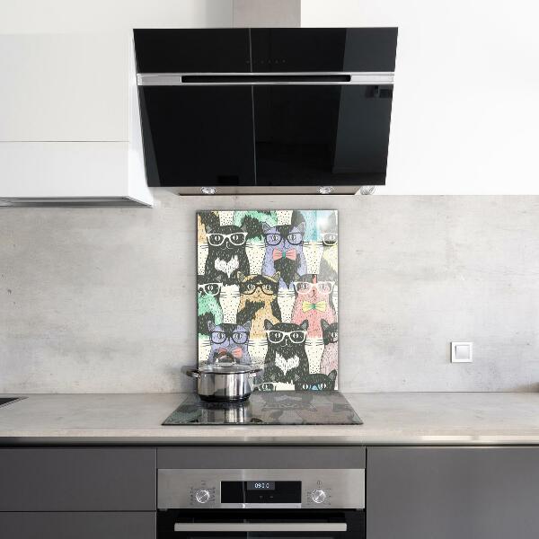 Spatscherm keuken glas Grappige illustratie van een hipsterkat