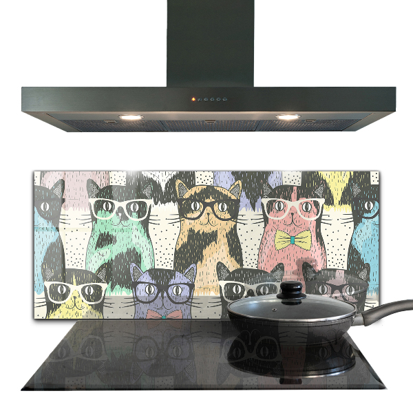 Spatscherm keuken glas Grappige illustratie van een hipsterkat