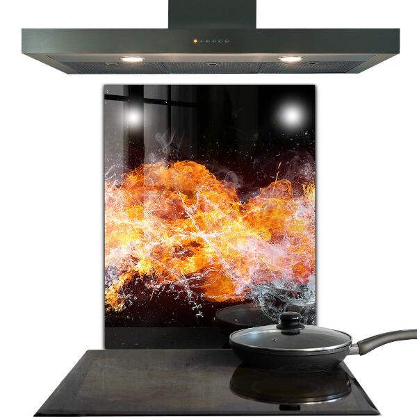 Foto achterwand keuken De strijd der elementen: vuur en water