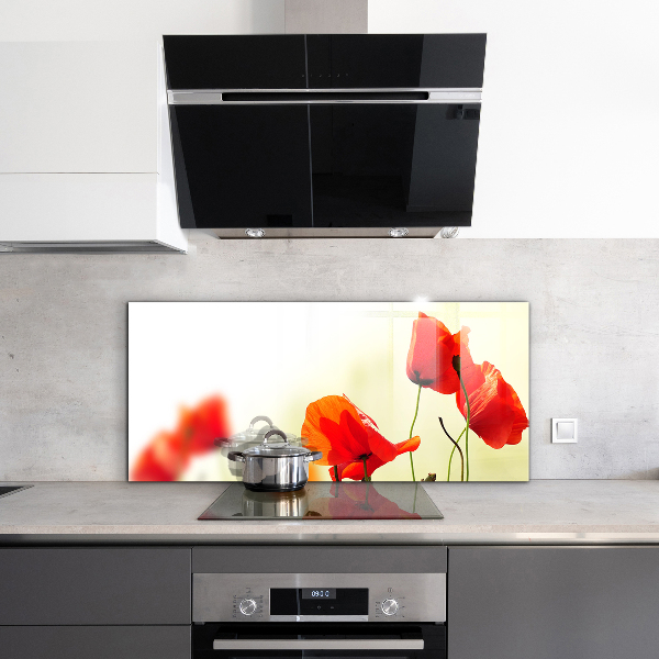 Keuken achterwand glas Veldweide met rode klaprozen