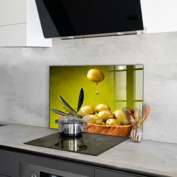 Keuken achterwand glas Verse groene olijven