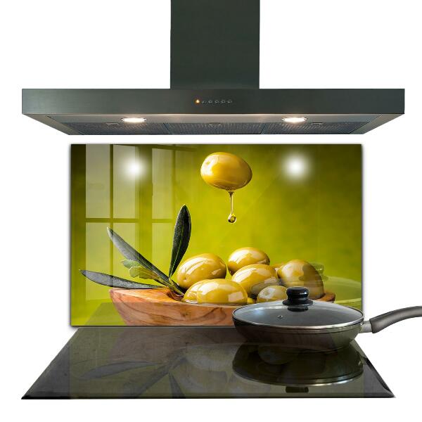 Keuken achterwand glas Verse groene olijven