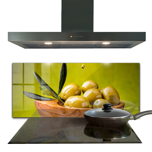 Keuken achterwand glas Verse groene olijven