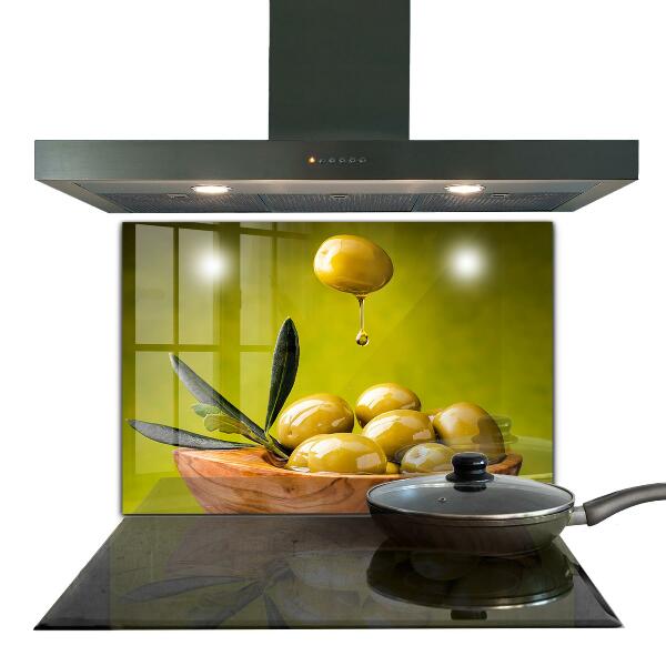 Keuken achterwand glas Verse groene olijven