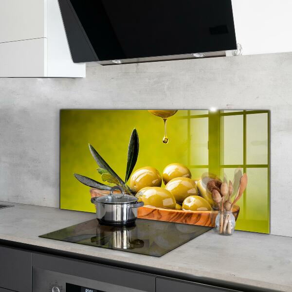 Keuken achterwand glas Verse groene olijven