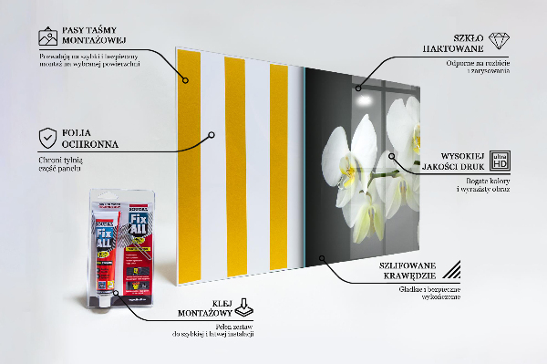 Spatplaat keuken Witte orchidee op een zwarte achtergrond