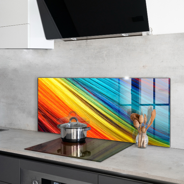 Keuken achterwand glas Kleurrijk regenboog grafisch patroon