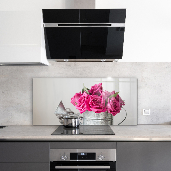 Achterwand keuken Gieter met een boeket rozen