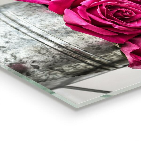 Achterwand keuken Gieter met een boeket rozen