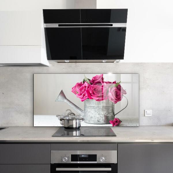 Achterwand keuken Gieter met een boeket rozen