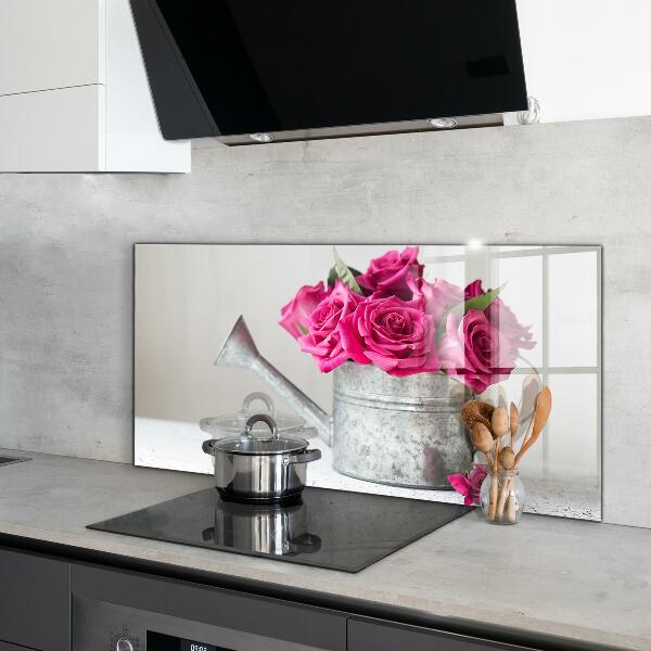 Achterwand keuken Gieter met een boeket rozen