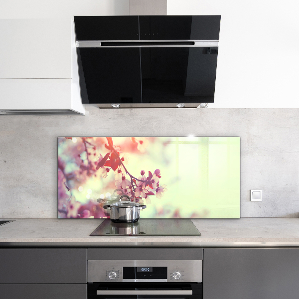 Spatscherm keuken glas Bloeiende roze boom