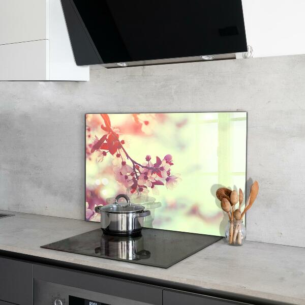 Spatscherm keuken glas Bloeiende roze boom