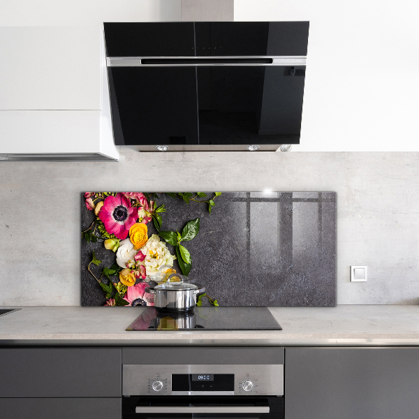 Spatscherm keuken glas Natuurlijke bloemencompositie