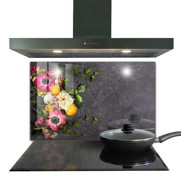 Spatscherm keuken glas Natuurlijke bloemencompositie