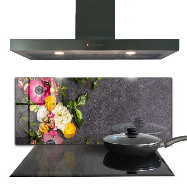 Spatscherm keuken glas Natuurlijke bloemencompositie