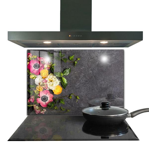 Spatscherm keuken glas Natuurlijke bloemencompositie