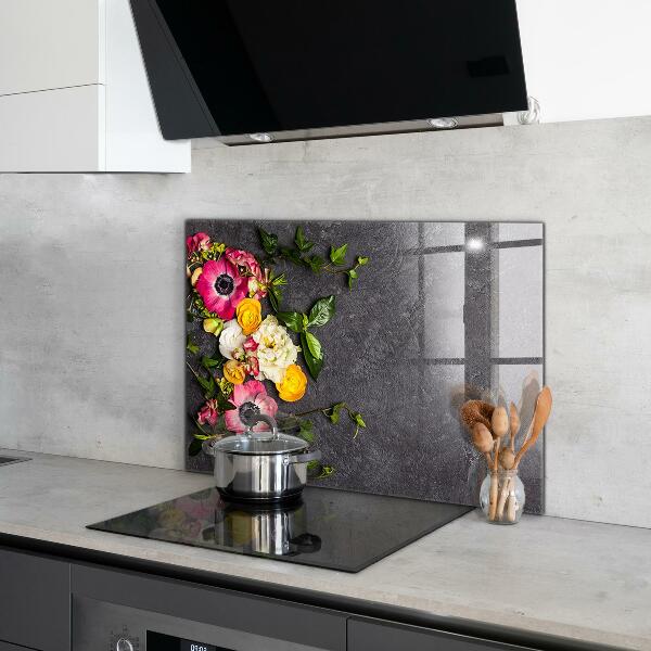 Spatscherm keuken glas Natuurlijke bloemencompositie