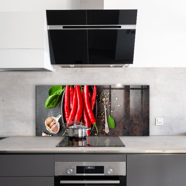 Spatscherm keuken glas Koken met hete pepers