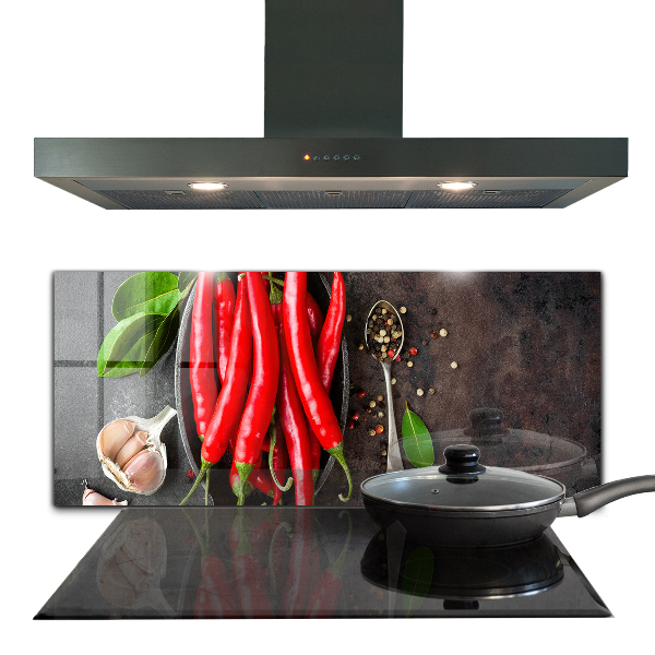 Spatscherm keuken glas Koken met hete pepers