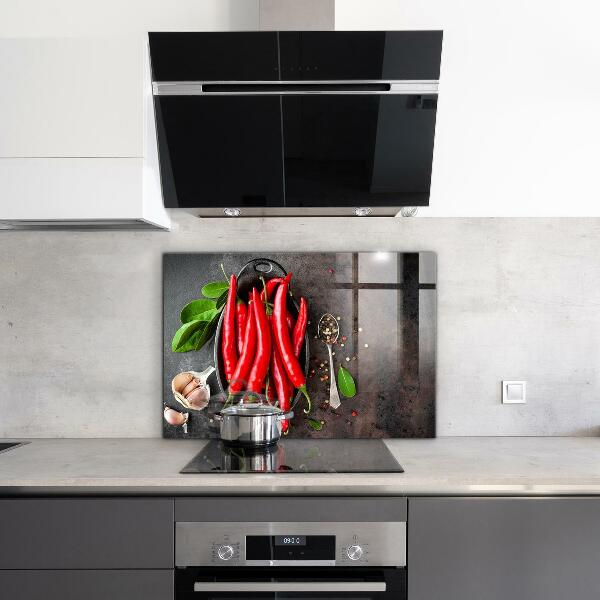 Spatscherm keuken glas Koken met hete pepers