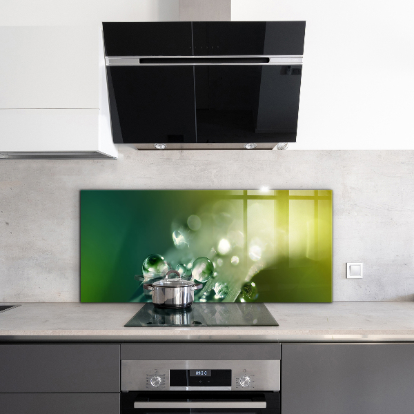 Achterwand keuken Dauw op groene bladeren