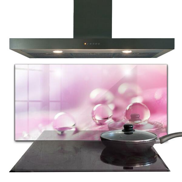 Keuken achterwand glas Dauwdruppels op een roze bloem