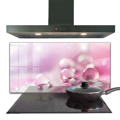 Keuken achterwand glas Dauwdruppels op een roze bloem