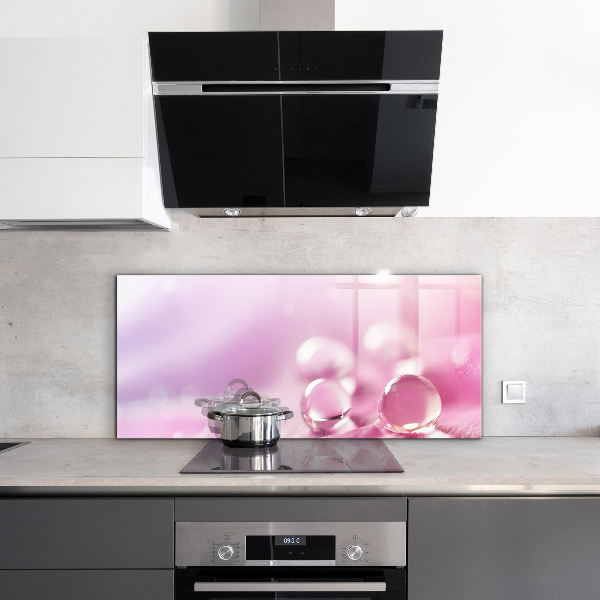 Keuken achterwand glas Dauwdruppels op een roze bloem
