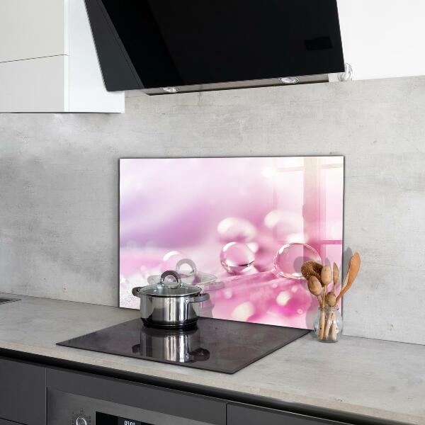 Keuken achterwand glas Dauwdruppels op een roze bloem