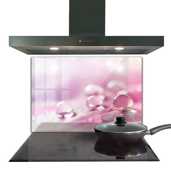 Keuken achterwand glas Dauwdruppels op een roze bloem