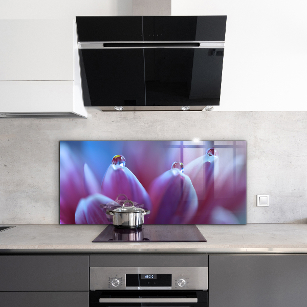 Foto achterwand keuken Dauwdruppels Paarse Bloem