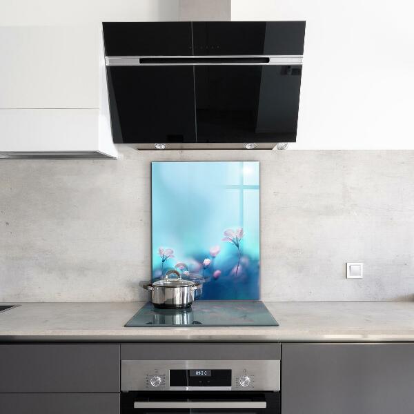 Keuken achterwand glas Bloemen achter de ochtendmist