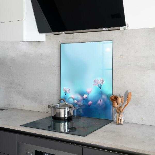 Keuken achterwand glas Bloemen achter de ochtendmist