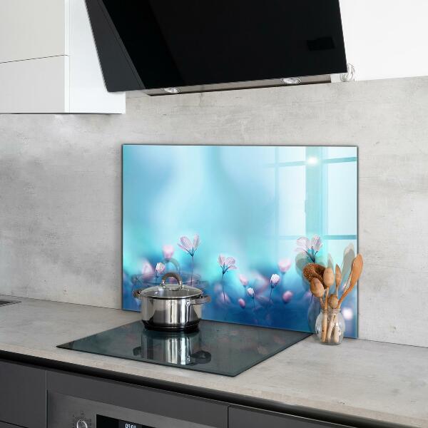 Keuken achterwand glas Bloemen achter de ochtendmist
