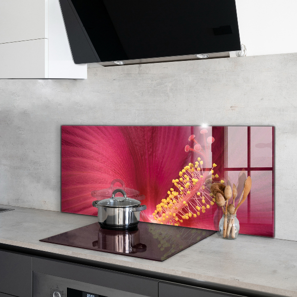 Spatscherm keuken glas Roze hibiscus