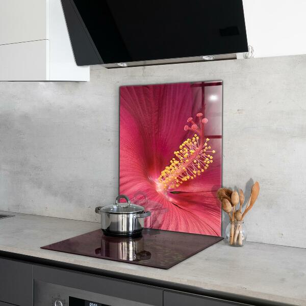Spatscherm keuken glas Roze hibiscus