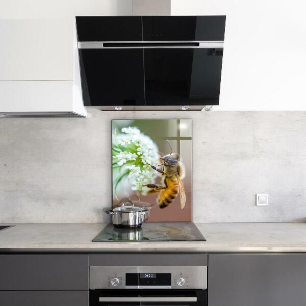 Keuken achterwand glas Bijen die stuifmeel verzamelen