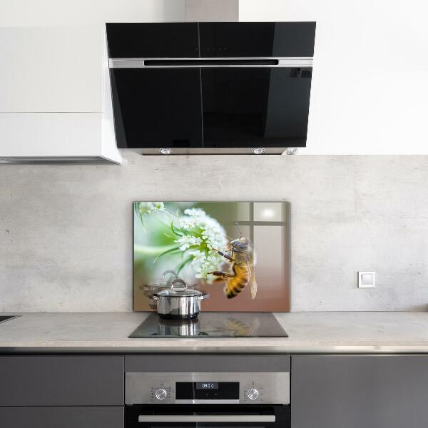Keuken achterwand glas Bijen die stuifmeel verzamelen