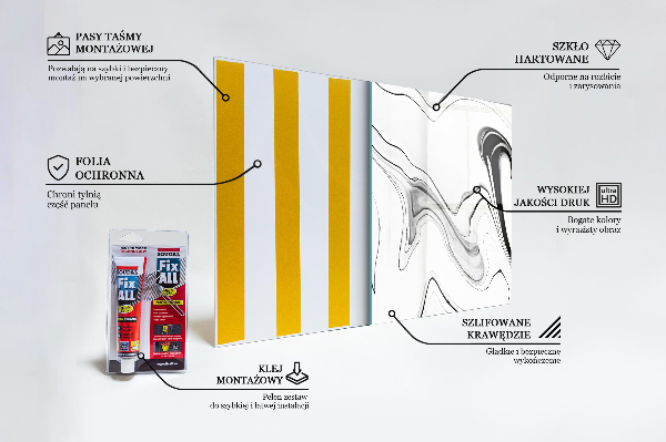 Keuken achterwand glas Wit marmer, zwarte lijnen