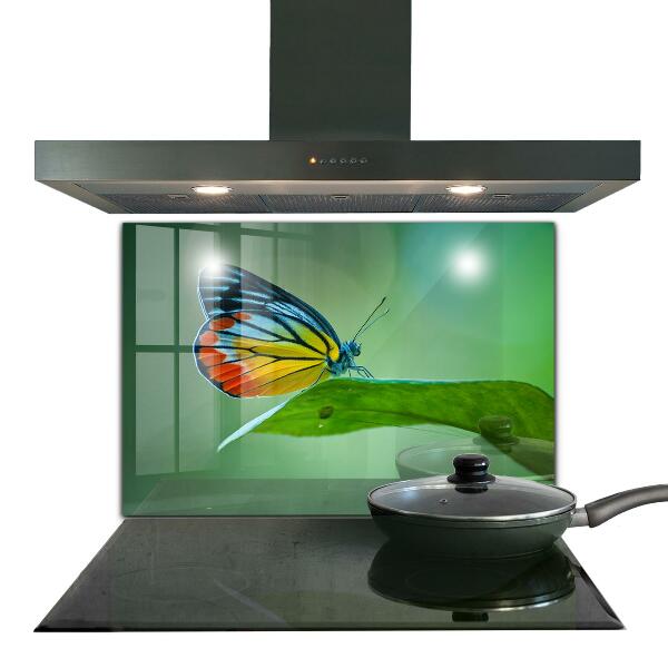 Foto achterwand keuken Vlinder die rust op een blad