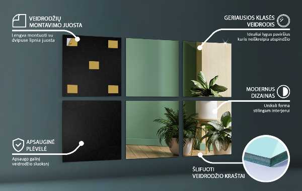 Spiegel tegels 6 st 16x16 cm