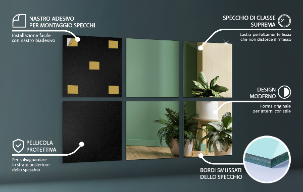 Spiegeltegels 6 st 20x20 cm